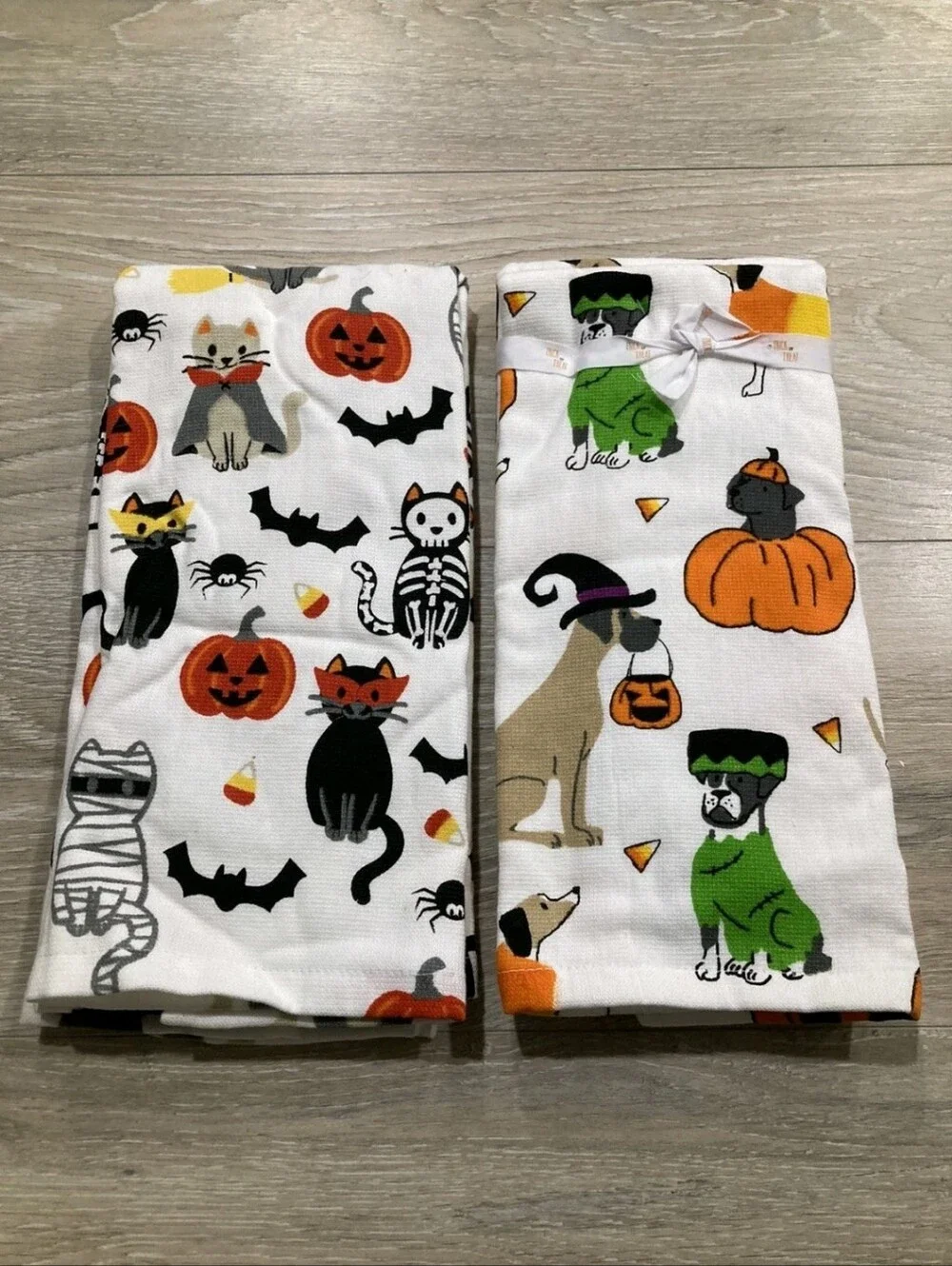 Halloween Dog Cat In Costume Kitchen Towel Lot Of 4 Dekostyle Burlington Cotton
